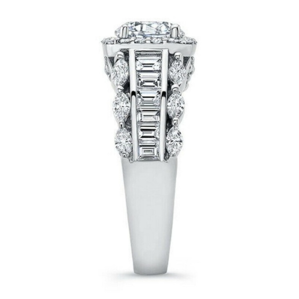 New Nice 925 Silver Round Cut White Sapphire Ring - Picture 4 of 5